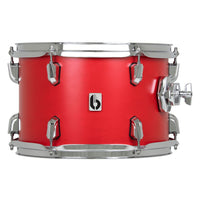 Front view of British Drum Co. Enigma Tom Drum Satin Scarlet 14" x 14" on white background