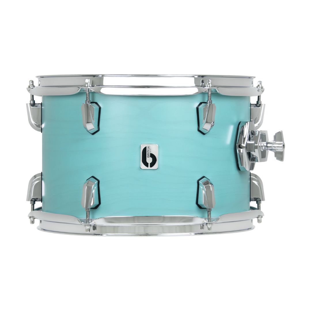 Front view of British Drum Co. Enigma Tom Drum Satin Teal 10" x 7" on white background