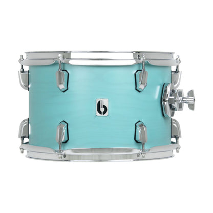 Front view of British Drum Co. Enigma Tom Drum Satin Teal 10" x 7" on white background