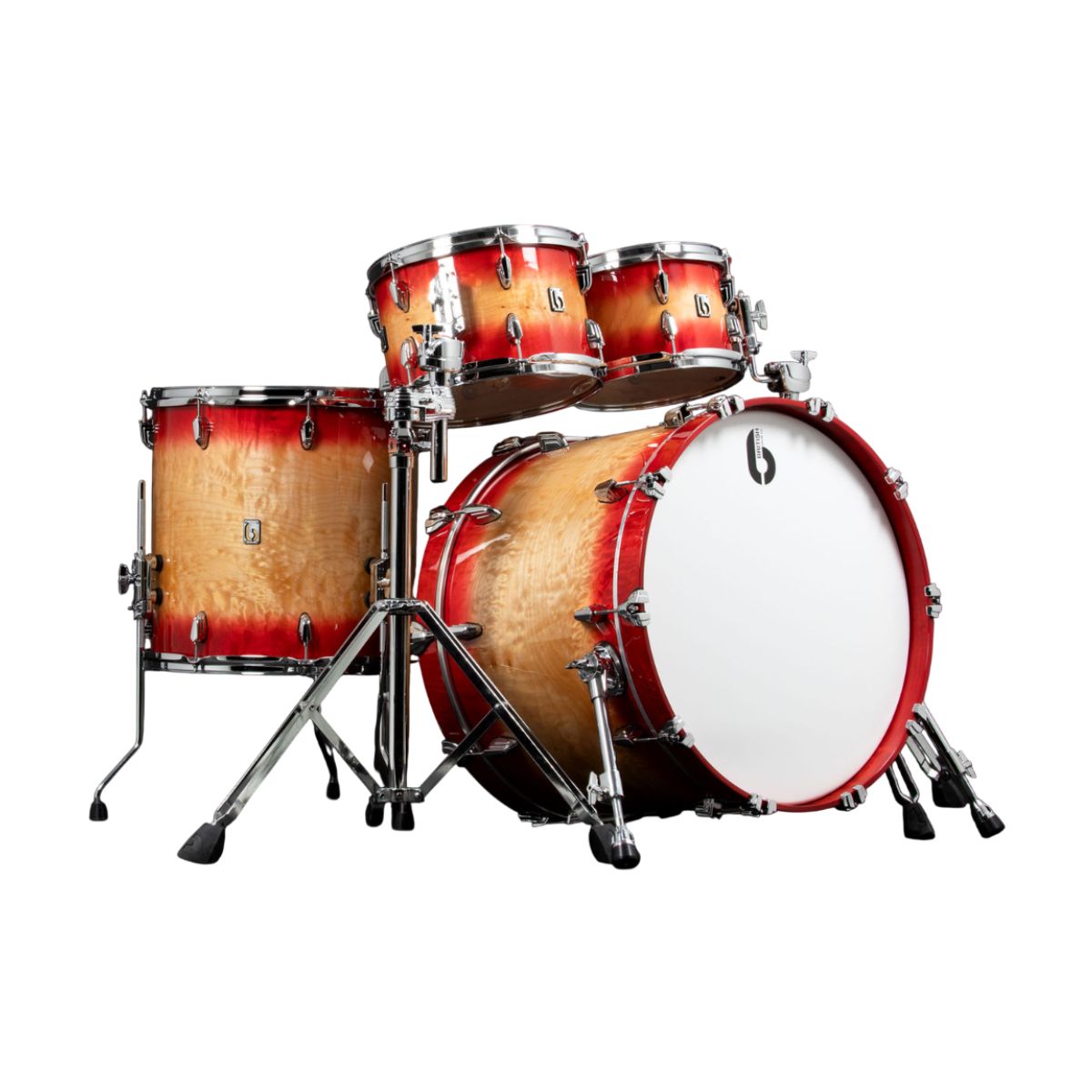 Angled front view of British Drum Co. Founders Reserve Kit (Mulberry Harbour) Fusion on white background