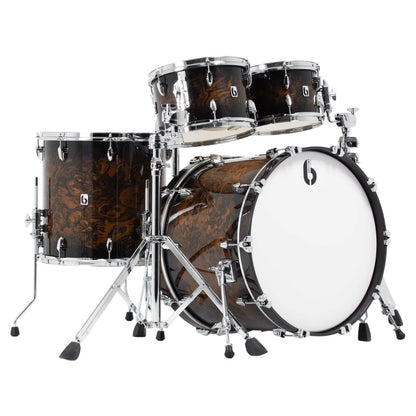 Angled view of British Drum Co. Legend Series 22" Fusion Kit Windsor Dark (HGL) on white background