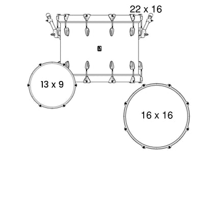 Layout of British Drum Co. Legend Series 22" US Club Kit