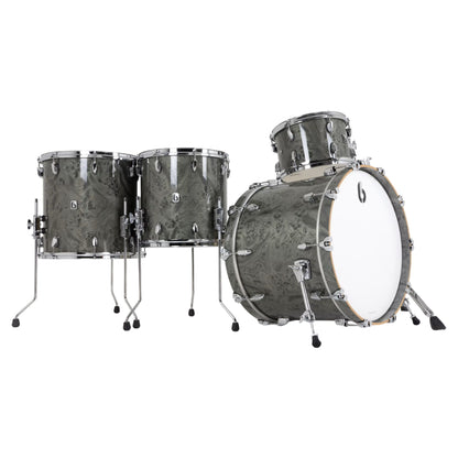 Angled view of British Drum Co. Legend Series 22" US Club Kit Sterling Silver on white background