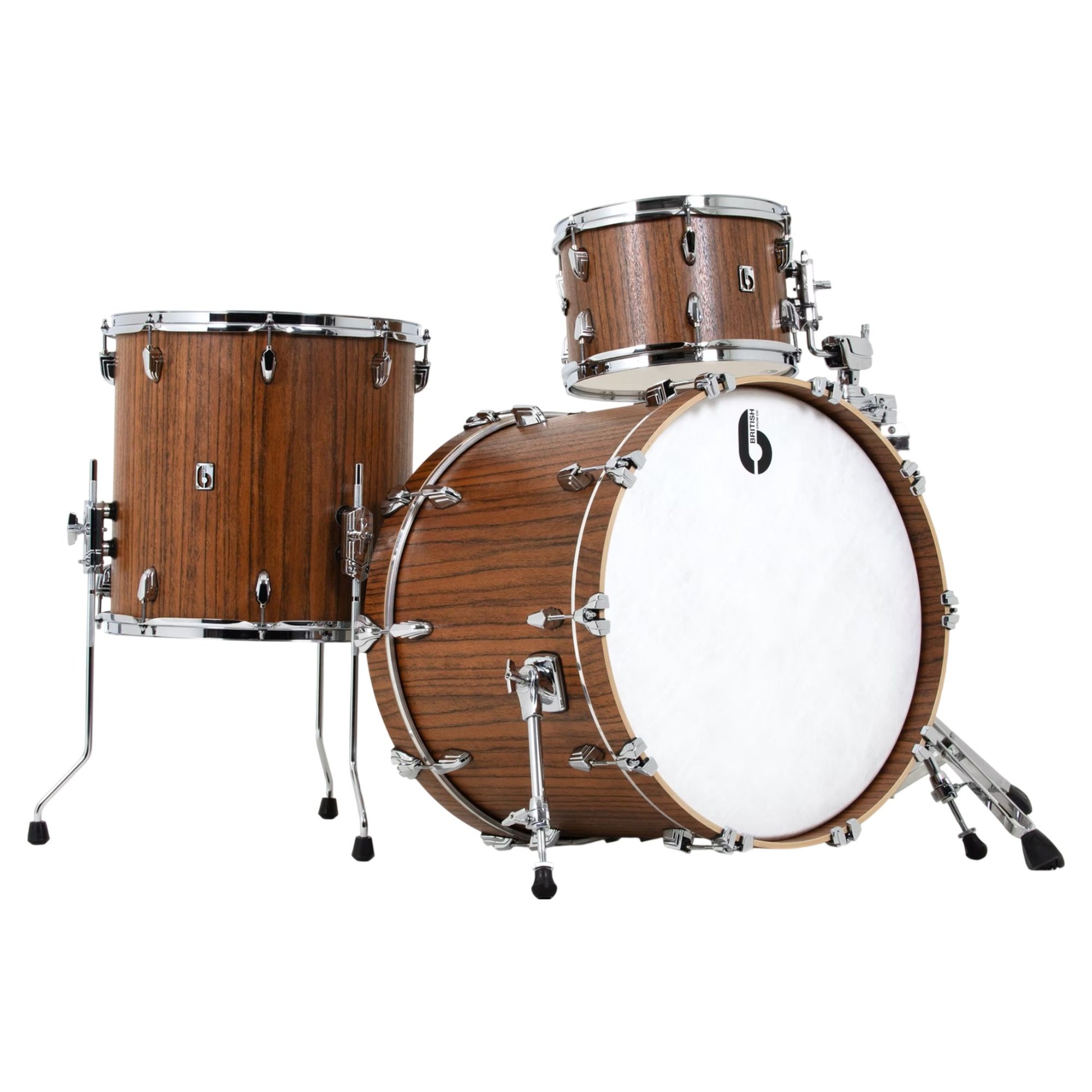 Angled view of British Drum Co. Legend Series 22" US Club Kit Sumatra on white background