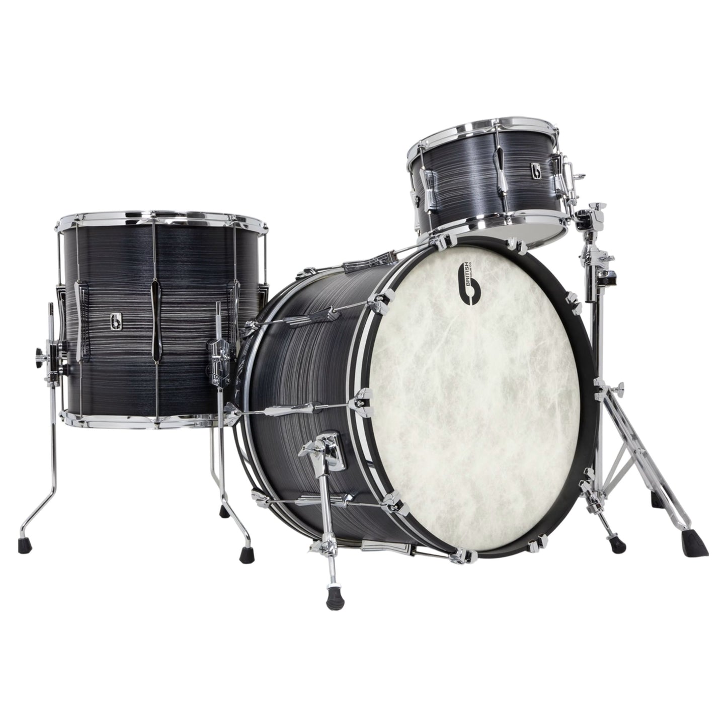 Angled view of British Drum Co. Legend Series 24" Rock Kit Carnaby Knight on white background