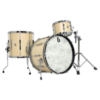 Angled view of British Drum Co. Lounge Series 22" Club Kit Wiltshire White on white background