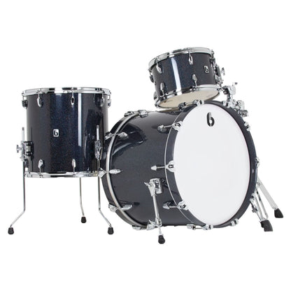 Angled view of British Drum Co. Lounge Series 22" US Club Kit Ravenglass on white background