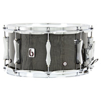 Front view of British Drum Co. Super 7 Snare Drum on white background