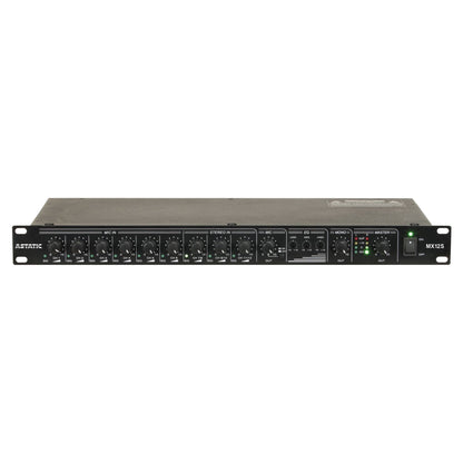Front view of CAD Audio Astatic MX12S 12-Channel Rackmounted Mixer on white background