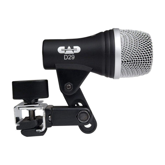 Side view of CAD Audio D29 Cardioid Dynamic Instrument Microphone on white background