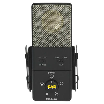 Front view of CAD Audio E100VP USA Series Variable Pattern Condenser Microphone on white background