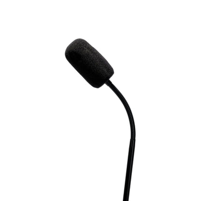 Close up view of CAD Audio GN18VP 18” Variable Polar Pattern Gooseneck Microphone mic head with wind screen attached on white background