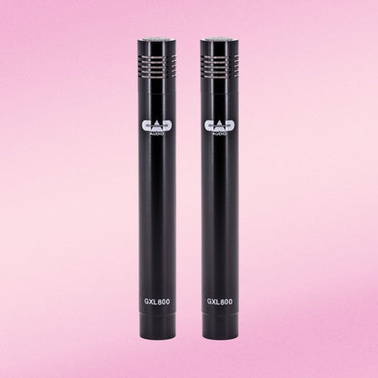 Front view of CAD Audio GXL800 Small Diaphragm Pencil Condenser Microphone (Pair) on pink background