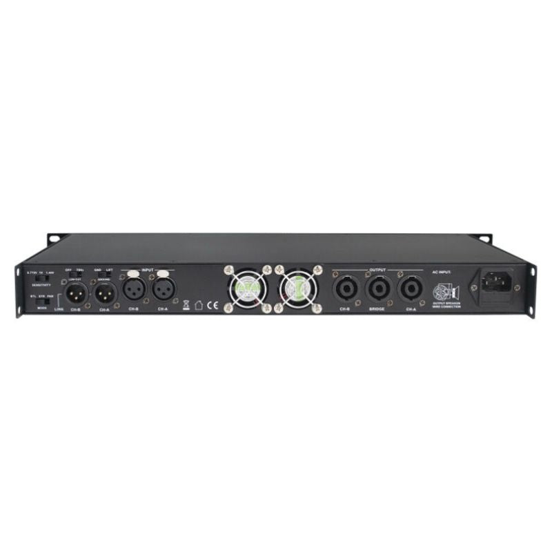Rear ports view of CAD Audio PX3002 300W 2-Channel Power Amplifier on white background