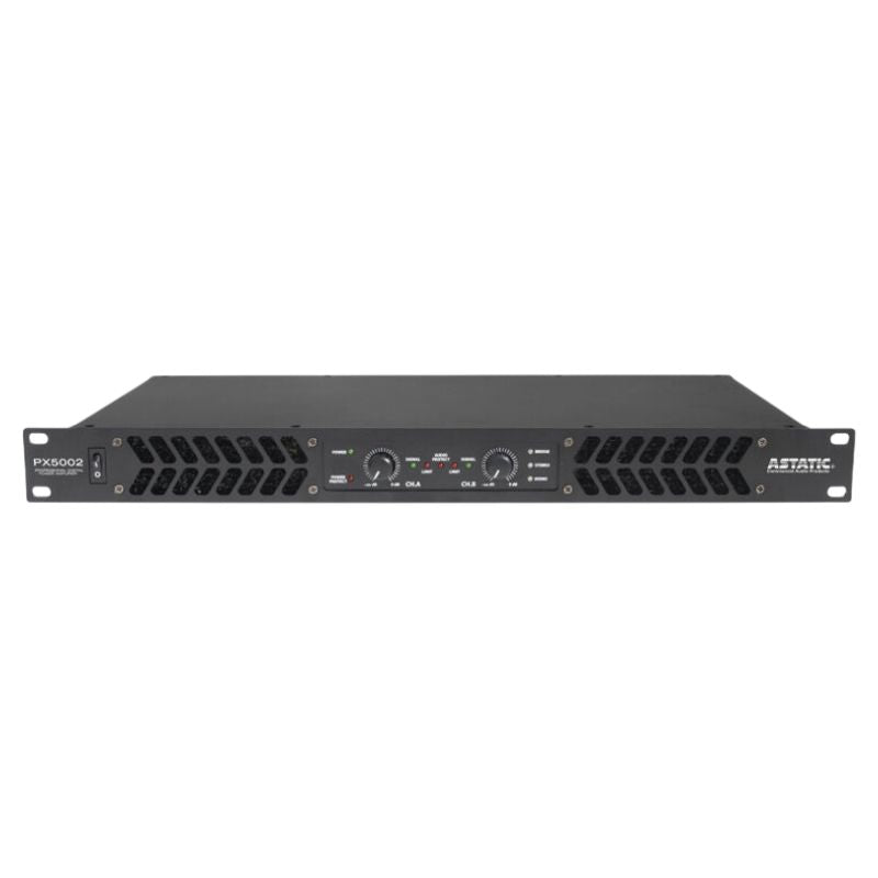 Front view of CAD Audio PX5002 500W 2-Channel Power Amplifier on white background