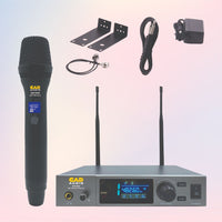 Inclusions of CAD Audio WX1800 Handheld model on gradient pink background