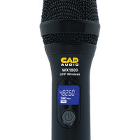 Close up of CAD Audio WX1800 Handheld microphone on white background