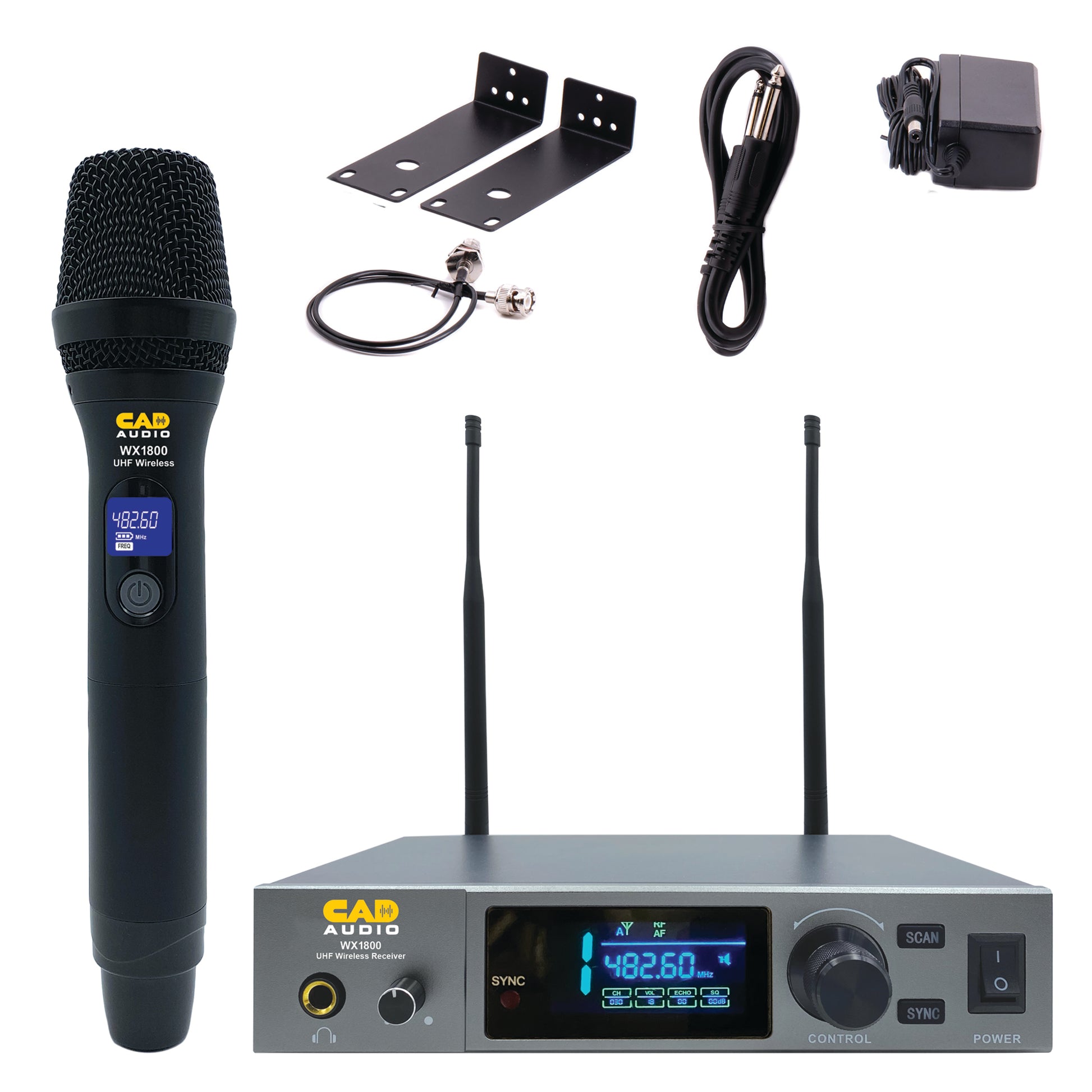 Inclusions of CAD Audio WX1800 Handheld model on white background
