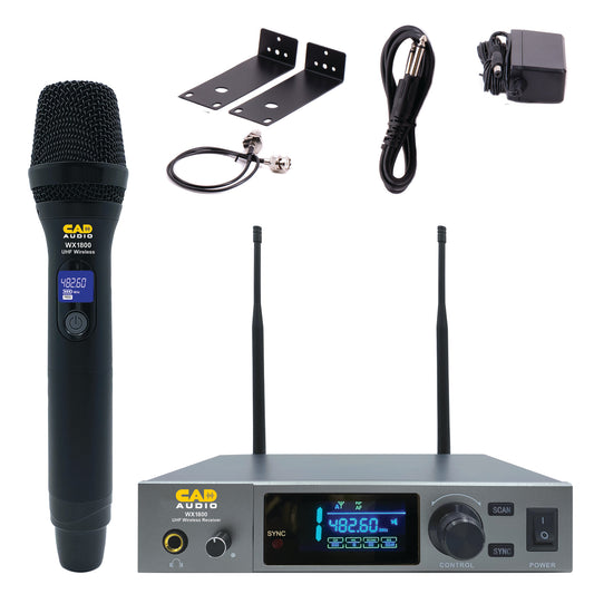 Inclusions of CAD Audio WX1800 Handheld model on white background