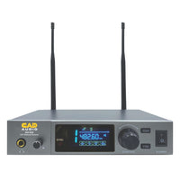 Front panel of CAD Audio WX1800 transmitter on white background