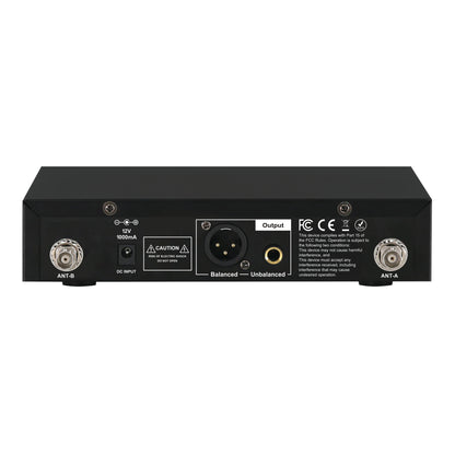 Rear panel of CAD Audio WX1800 transmitter on white background