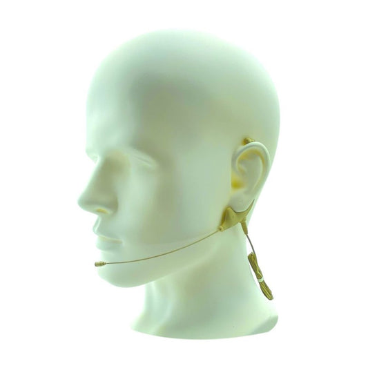 Angled view of CAD Audio WX19 Earworn Microphone on mannequin head on white background