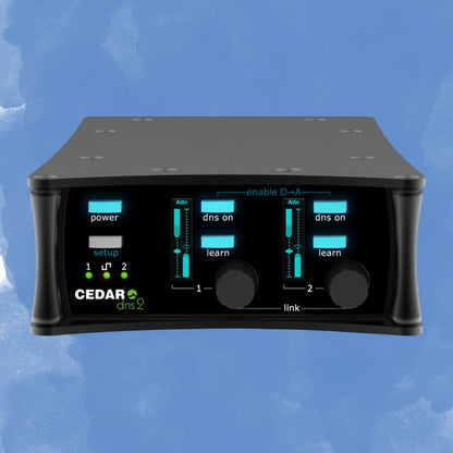 Front view of CEDAR Audio DNS 2 on blue background
