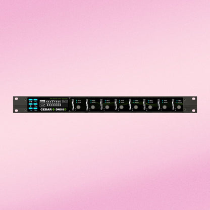Front view of CEDAR Audio DNS 8D on pink background