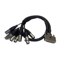 Top view of included breakout cable with CEDAR Audio DNS 8S 8-Channel Dialogue Noise Suppressor with AES/EBU on white background