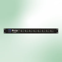 Front view of CEDAR Audio DNS 8S 8-Channel Dialogue Noise Suppressor with AES/EBU on green background