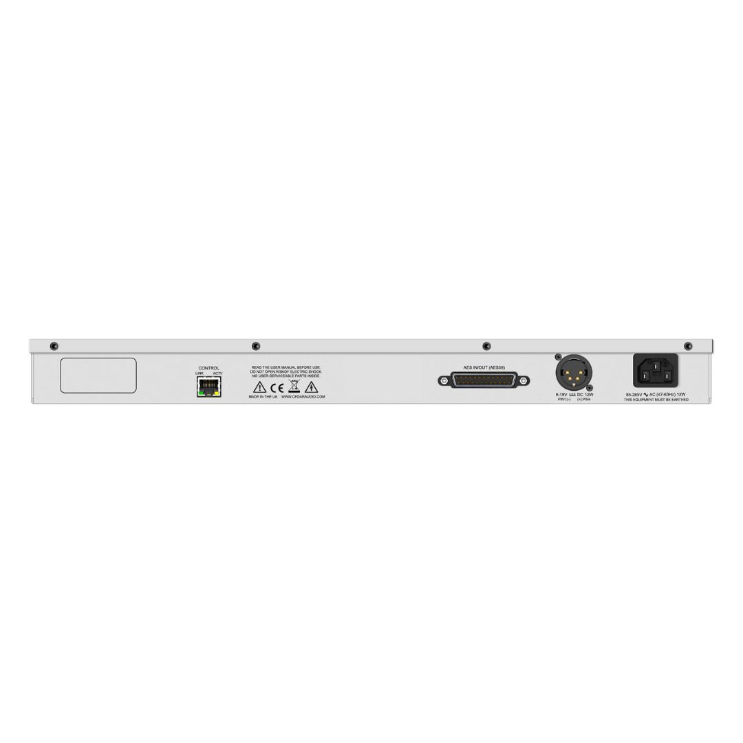 Rear view of CEDAR Audio DNS 8S 8-Channel Dialogue Noise Suppressor with AES/EBU on white background