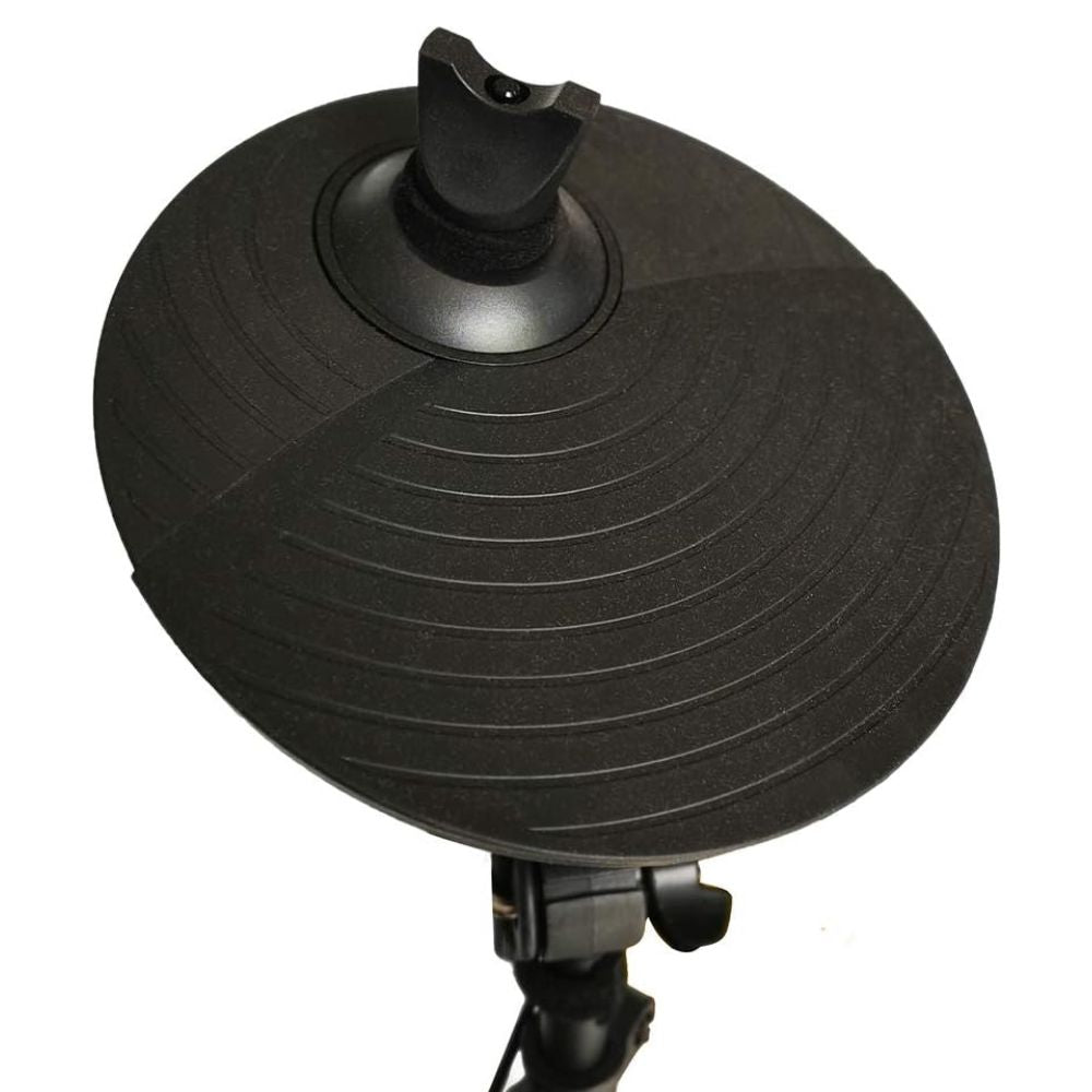 Close up view of cymbal of Carlsbro ROCK 50 Junior Electronic Drum Kit on white background