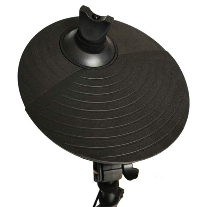 Close up view of cymbal of Carlsbro ROCK 50 Junior Electronic Drum Kit on white background