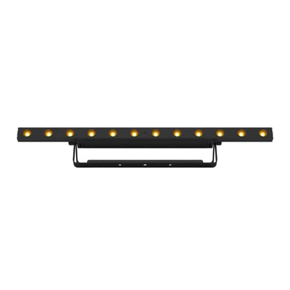 Black LED light bar with small lights on a white background