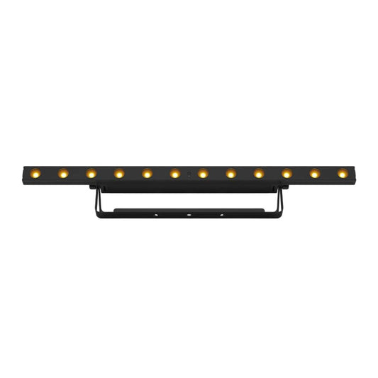 Black LED light bar with small lights on a white background