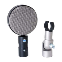 Coles 4030L and shockmount side by side on white background