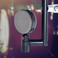 Coles 4030L mounted on shock mount with a kick drum background