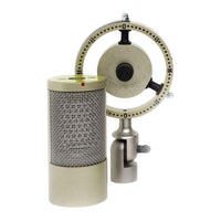 Front view of Coles 4050 Mono microphone with shock mount on white background