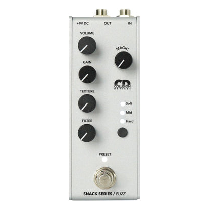 Front view of Collision Devices Snack Fuzz Pedal on white background