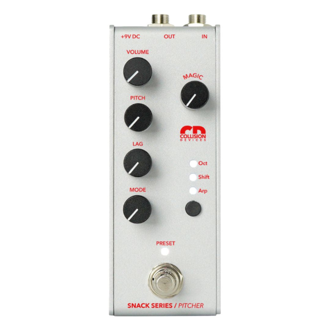 Front view of Collision Devices Snack Pitch Pedal on white background