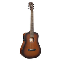 Front view of Cort Earth GO HyVibe Open Pore Brown Burst on white background