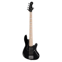 Front view of Cort Elrick NJS 5 String Bass Guitar Black on white background