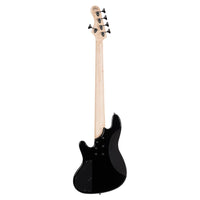 Rear view of Cort Elrick NJS 5 String Bass Guitar Black on white background