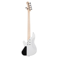 Rear view of Cort Elrick NJS 5 String Bass Guitar White on white background