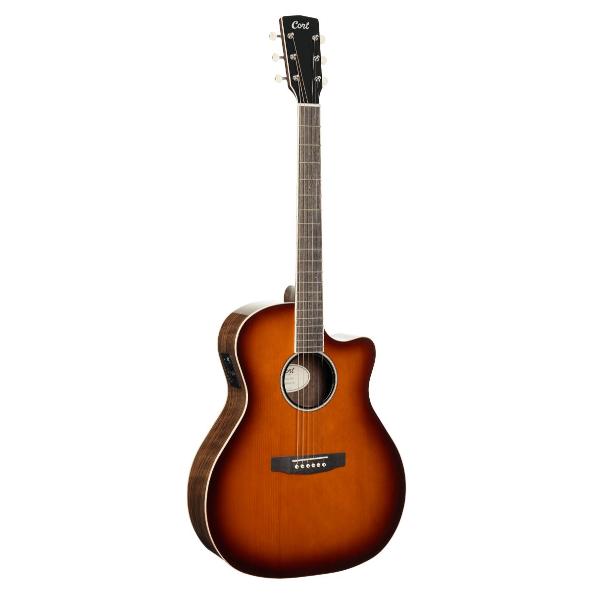 Front view of Cort Exotic-GA Walnut Acoustic Electric Guitar on white background