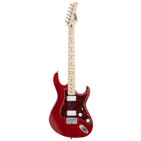 Front view of Cort G100 HH Electric Guitar Open Pore Black Cherry on white background