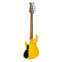 Rear view of Cort GB-Short Scale 4-String Electric Bass Guitar Yellow Crush on white background