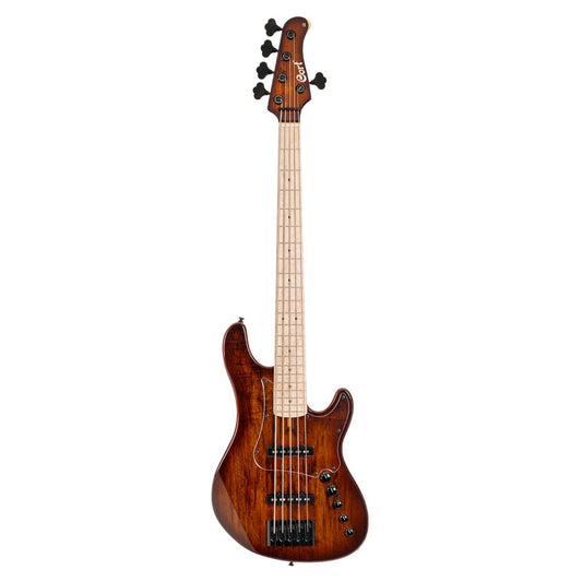 Front view of Cort GB Fusion 5 String Electric Bass Guitar on white background