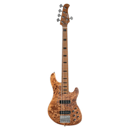 Front view of Cort GB Modern 5 String Electric Bass Guitar Open Pore Vintage Natural on white background