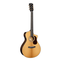 Front view of Cort Gold-MC6 Ovangkol Acoustic Electric Guitar (Natural Gloss) on white background